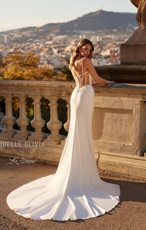 Picture of: Chic Luxe Jersey Wedding Dress with Ruching and Illusion Back in ivory, Style: J2228, Detail Picture 5