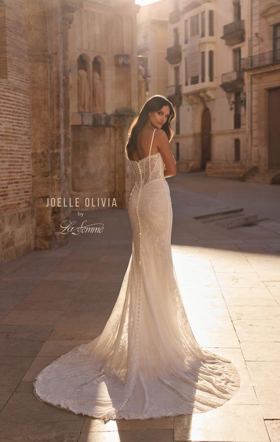 Picture of: Lace Corset Fit and Flare Wedding Dress with Spaghetti Straps in ivory, Style: J2319, Detail Picture 5