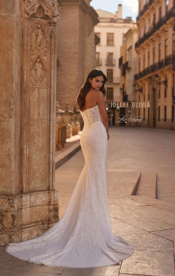 Picture of: Strapless Lace Fit and Flare Wedding Dress with Sweep Train in ivory, Style: J2333, Detail Picture 5
