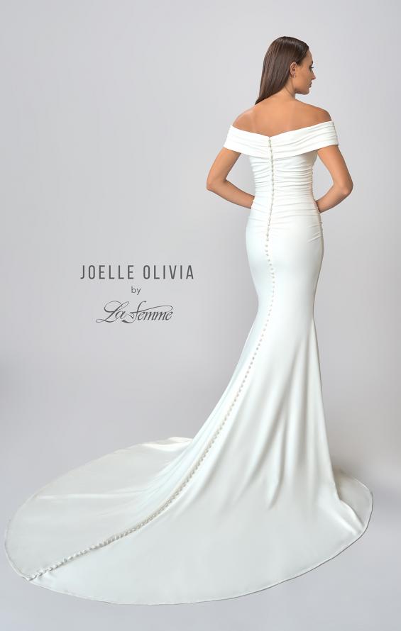 Picture of: Luxe Jersey Off the Shoulder Gown with Ruching in ivory, Style: J2013, Detail Picture 6
