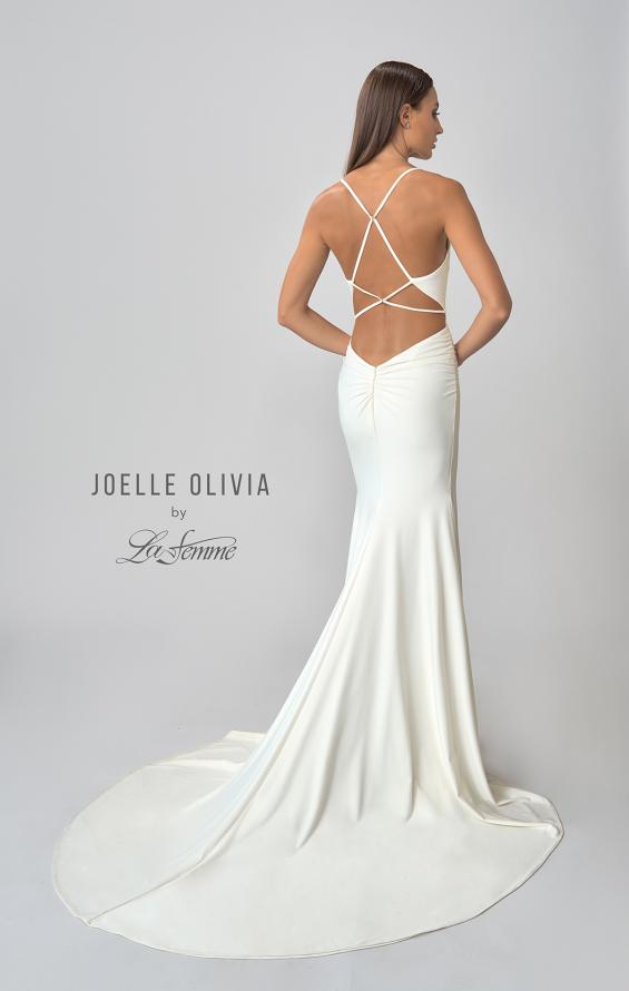 Picture of: Luxe Knit Gown with Draped Neckline and Open Back in ivory, Style: J2018, Detail Picture 6