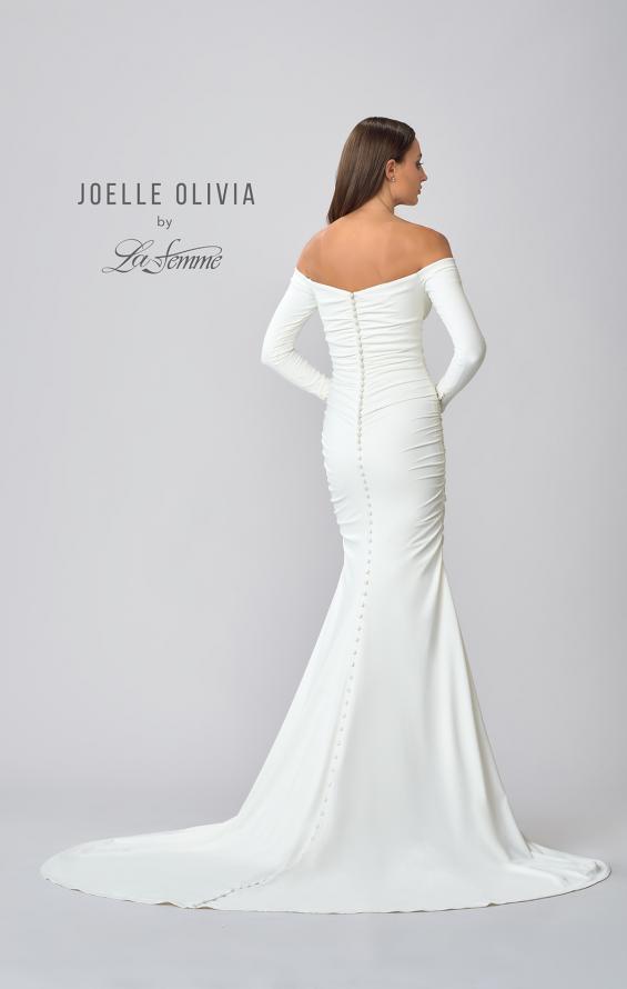 Picture of: Long Sleeve Plunge Neck Gown with Off the Shoulder Top in ivory, Style: J2033, Detail Picture 6