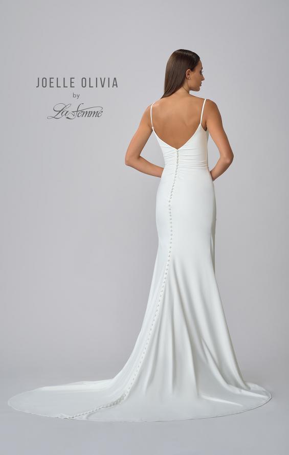 Picture of: Classic Luxe Knit Wedding Gown with Draped Slit Detail in ivory, Style: J2034, Detail Picture 6