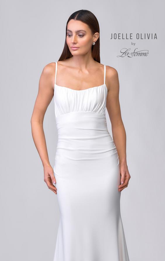 Picture of: Ruched Long Wedding Gown in Luxe Knit Jersey in ivory, Style: J2038, Detail Picture 6