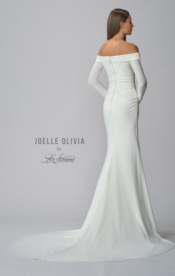 Picture of: Long Sleeve Off the Shoulder Knit Wedding Gown in ivory, Style: J2045, Detail Picture 6
