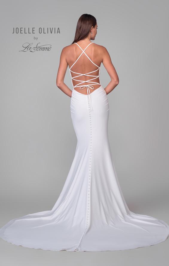Picture of: Chic Square Neck Luxe Knit Jersey Gown with Lace Up Tie Back in ivory, Style: J2068, Detail Picture 6