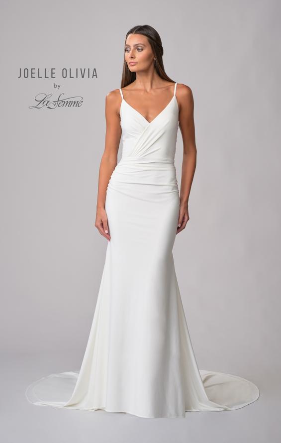 Picture of: Wrap Style Luxe Knot Dress with Sheer Lace Back in ivory, Style: J2103, Detail Picture 6