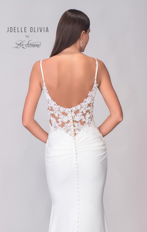 Picture of: Luxe Jersey Wedding Dress with Lace Illusion Back and Ruching in Ivory, Style: J2133, Detail Picture 6