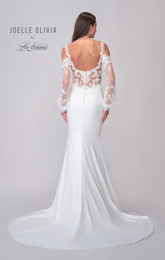 Picture of: Unique Jersey Wedding Gown with Balloon Sleeves and Cold Shoulder in ivory, Style: J2152, Detail Picture 6