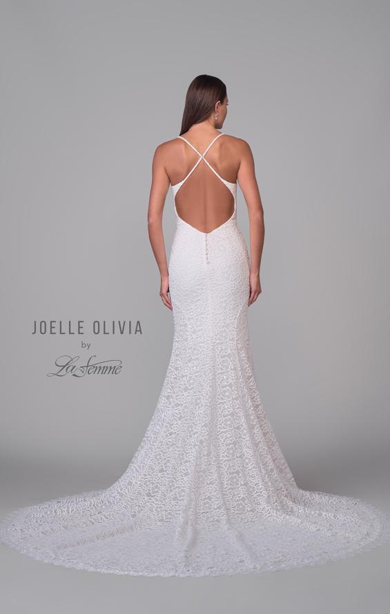 Picture of: Stretch Lace Long Wedding Dress with Slit and Scallop Details in ivory, Style: J2154, Detail Picture 6