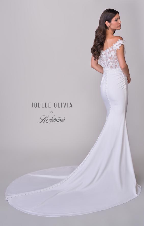 Picture of: Off the Shoulder Wedding Gown with Lace Illusion Bodice and Luxe Jersey Skirt in ivory, Style: J2163, Detail Picture 6