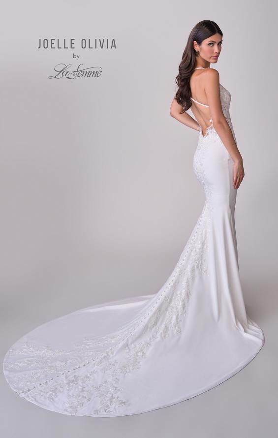 Picture of: Beautiful Luxe Jersey and Lace gown with Illusion Sides and Low Back in ivory, Style: J2165, Detail Picture 6