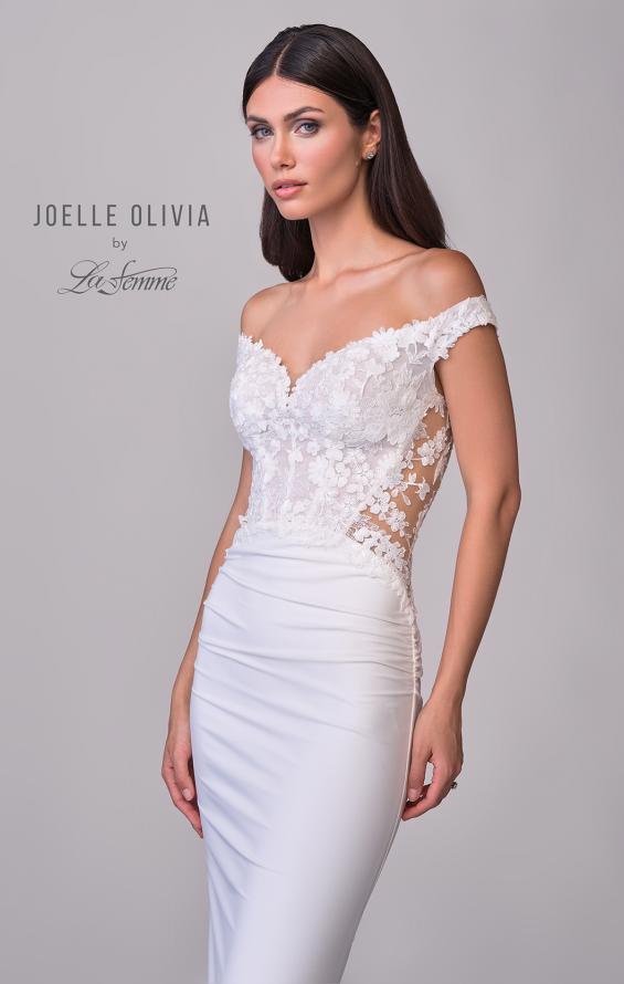Picture of: Off the Shoulder Destination Wedding Dress with Lace Bodice and Illusion Back in ivory, Style: J2166, Detail Picture 6