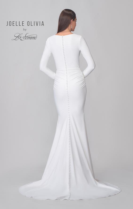 Picture of: Chic Long Sleeve Luxe Jersey Knit Gown with Deep V Neckline in ivory, Style: J2171, Detail Picture 6