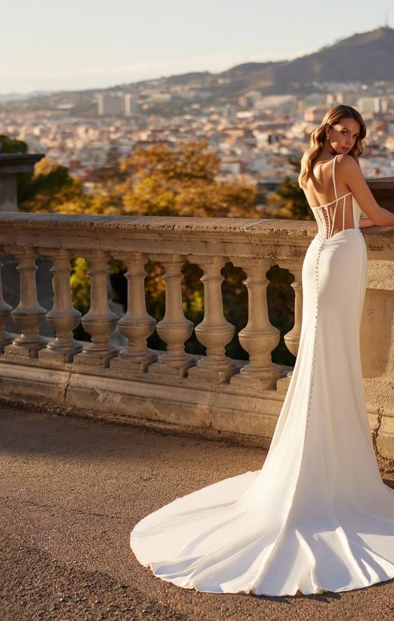 Picture of: Chic Luxe Jersey Wedding Dress with Ruching and Illusion Back in ivory, Style: J2228, Detail Picture 6, Landscape