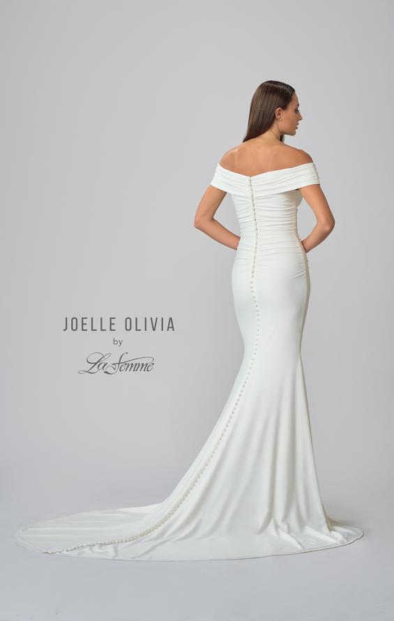 Picture of: Luxe Jersey Off the Shoulder Gown with Ruching in ivory, Style: J2013, Detail Picture 7