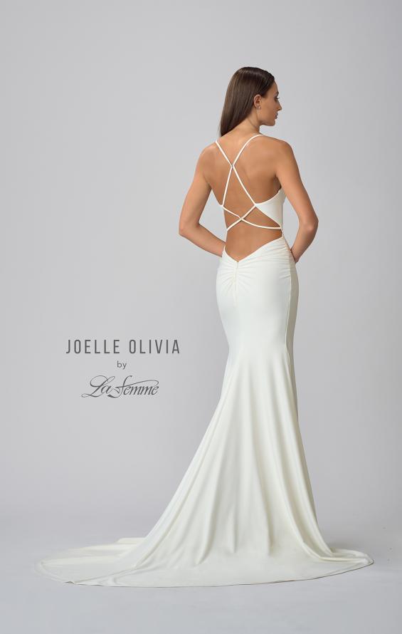 Picture of: Luxe Knit Gown with Draped Neckline and Open Back in ivory, Style: J2018, Detail Picture 7