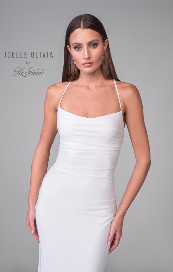 Picture of: Chic Square Neck Luxe Knit Jersey Gown with Lace Up Tie Back in ivory, Style: J2068, Detail Picture 7