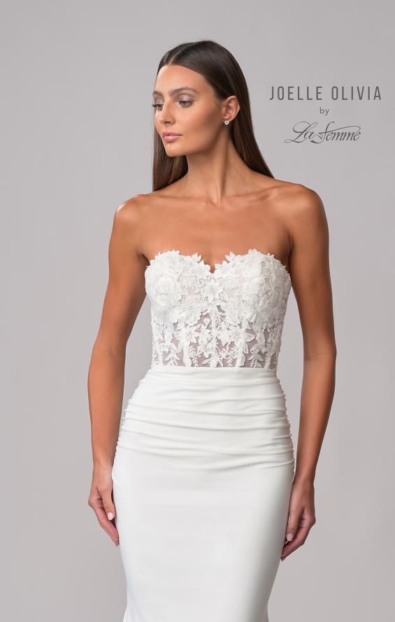 Picture of: Sweetheart Lace Bodice Gown with Ruched Skirt in ivory, Style: J2082, Detail Picture 7