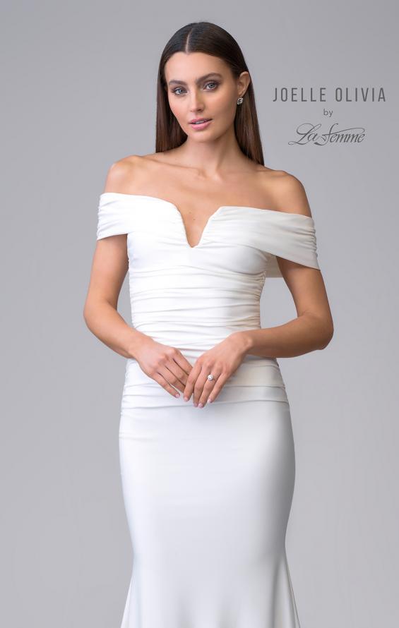 Picture of: Off the Shoulder V Neck Ruched Wedding Dress in ivory, Style: J2089, Detail Picture 7