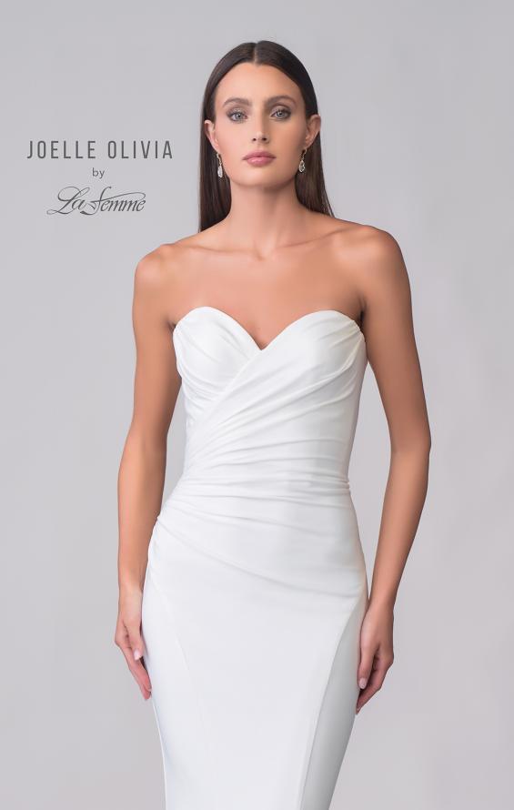 Picture of: Strapless Chic Luxe Jersey Gown with Ruching on the Bodice in ivory, Style: J2107, Detail Picture 7