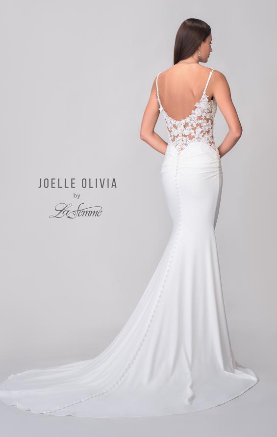 Picture of: Luxe Jersey Wedding Dress with Lace Illusion Back and Ruching in Ivory, Style: J2133, Detail Picture 7