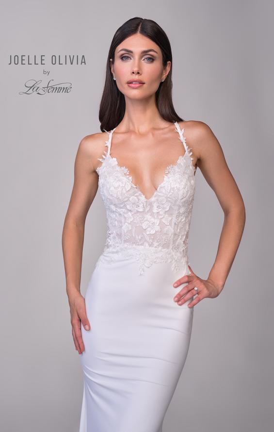 Picture of: Beautiful Luxe Jersey and Lace gown with Illusion Sides and Low Back in ivory, Style: J2165, Detail Picture 7