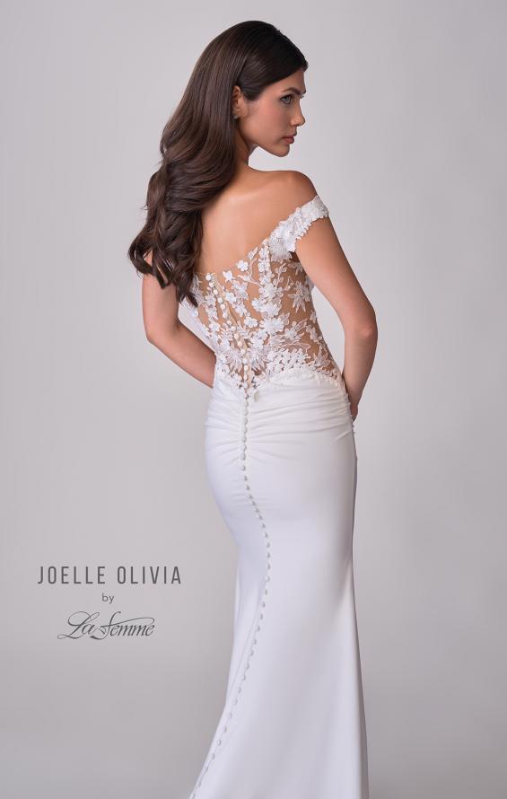Picture of: Off the Shoulder Destination Wedding Dress with Lace Bodice and Illusion Back in ivory, Style: J2166, Detail Picture 7