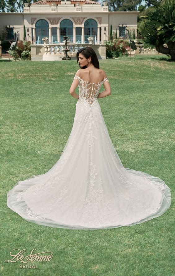 Picture of: Off the Shoulder A-Line Lace Detail Gown with Illusion Back in IBII, Style: B1193, Back Picture
