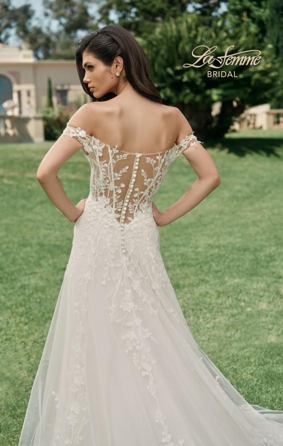 Picture of: Off the Shoulder A-Line Lace Detail Gown with Illusion Back in IBII, Style: B1193, Detail Picture 2