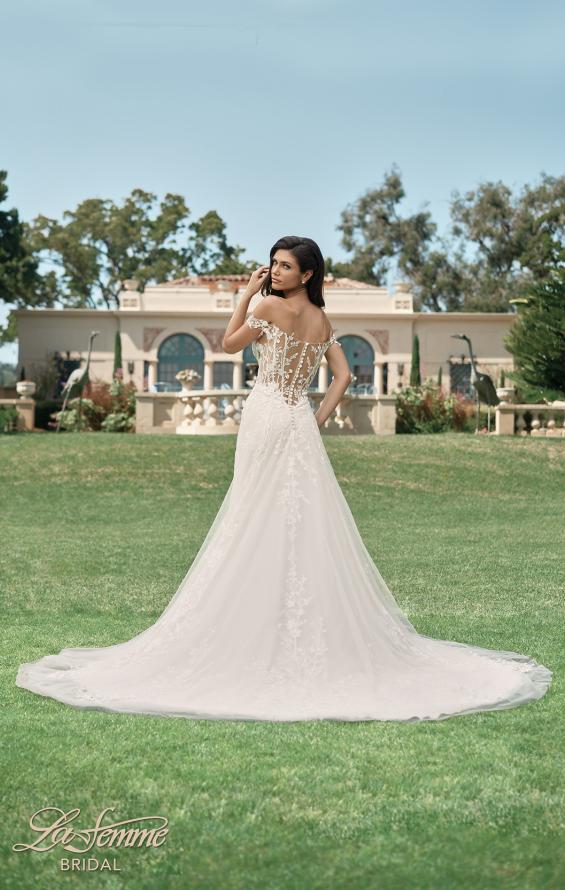 Picture of: Off the Shoulder A-Line Lace Detail Gown with Illusion Back in IBII, Style: B1193, Detail Picture 3
