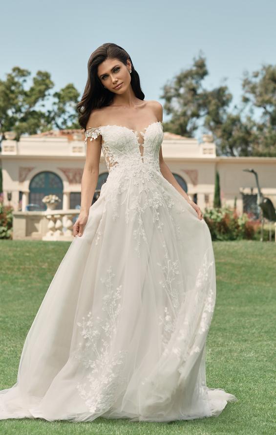 Picture of: Off the Shoulder A-Line Lace Detail Gown with Illusion Back in IBII, Style: B1193, Detail Picture 4, Landscape