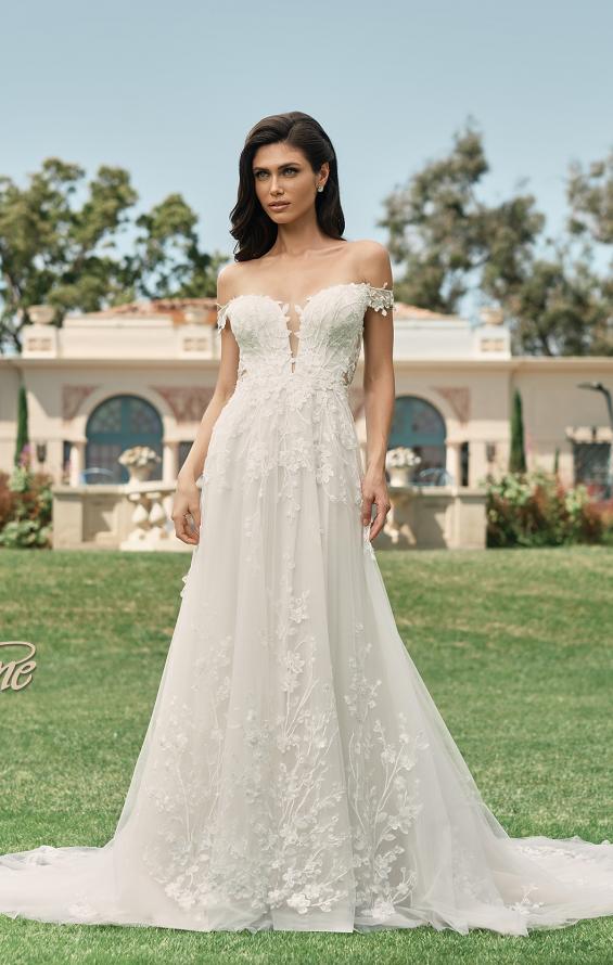 Picture of: Off the Shoulder A-Line Lace Detail Gown with Illusion Back in IBII, Style: B1193, Detail Picture 5, Landscape