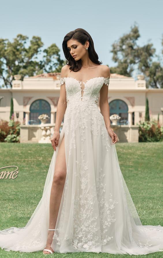 Picture of: Off the Shoulder A-Line Lace Detail Gown with Illusion Back in IBII, Style: B1193, Detail Picture 6, Landscape