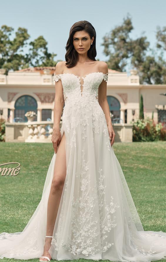 Picture of: Off the Shoulder A-Line Lace Detail Gown with Illusion Back in IBII, Style: B1193, Detail Picture 7, Landscape