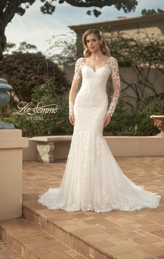 Picture of: Mermaid Dress with Stunning Lace and Sheer Sleeves in III, Style: B1091, Main Picture