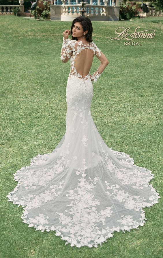 Picture of: Trumpet Style Wedding Dress with Stunning Clover Shape Train and Sleeves in III, Style: B1299, Main Picture