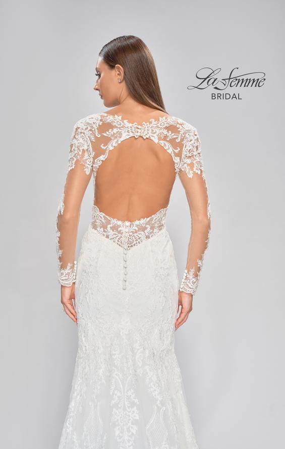 Picture of: Sheer Long Sleeve Trumpet Gown with Deep V in III, Style: B1042, Detail Picture 8