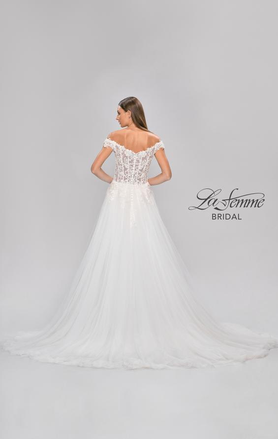 Picture of: Wedding Gown with Ornate Lace Off the Shoulder Bodice in III, Style: B1050, Detail Picture 8