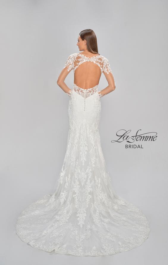 Picture of: Sheer Long Sleeve Trumpet Gown with Deep V in III, Style: B1042, Detail Picture 10