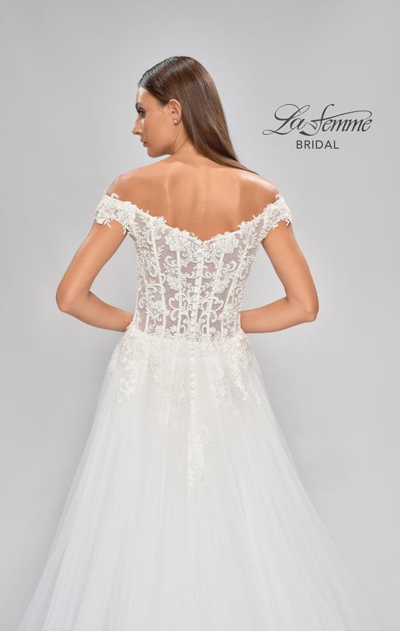 Picture of: Wedding Gown with Ornate Lace Off the Shoulder Bodice in III, Style: B1050, Detail Picture 10