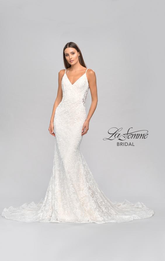 Picture of: Stunning Lace Fitted Gown with Sheer Back in III, Style: B1052, Detail Picture 11