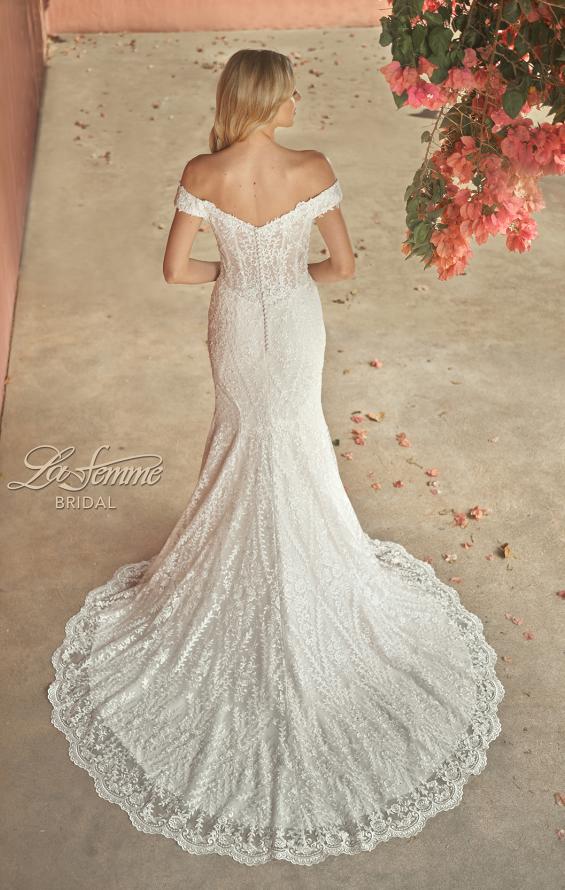 Picture of: Gorgeous Lace Off the Shoulder Mermaid Wedding Gown in III, Style: B1043, Back Picture
