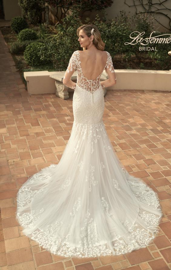 Picture of: Mermaid Dress with Stunning Lace and Sheer Sleeves in III, Style: B1091, Back Picture