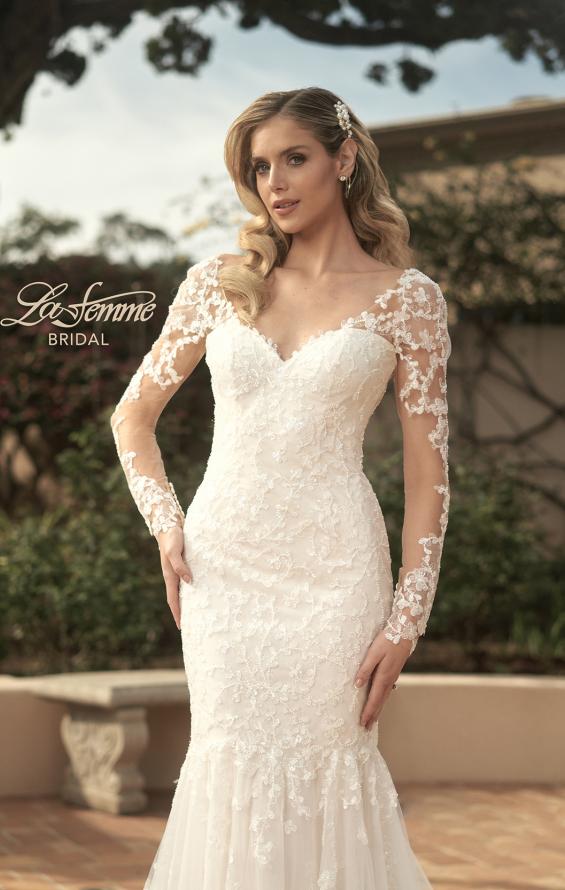 Picture of: Mermaid Dress with Stunning Lace and Sheer Sleeves in III, Style: B1091, Detail Picture 1