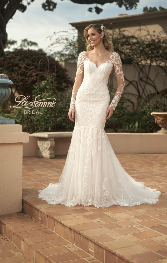 Picture of: Mermaid Dress with Stunning Lace and Sheer Sleeves in III, Style: B1091, Detail Picture 3
