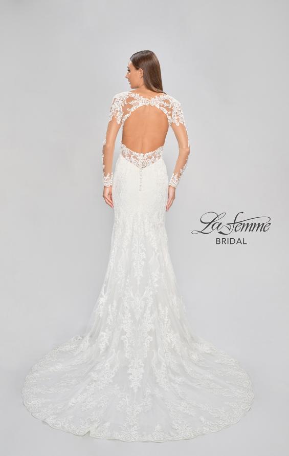 Picture of: Sheer Long Sleeve Trumpet Gown with Deep V in III, Style: B1042, Detail Picture 5