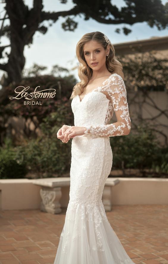 Picture of: Mermaid Dress with Stunning Lace and Sheer Sleeves in III, Style: B1091, Detail Picture 5