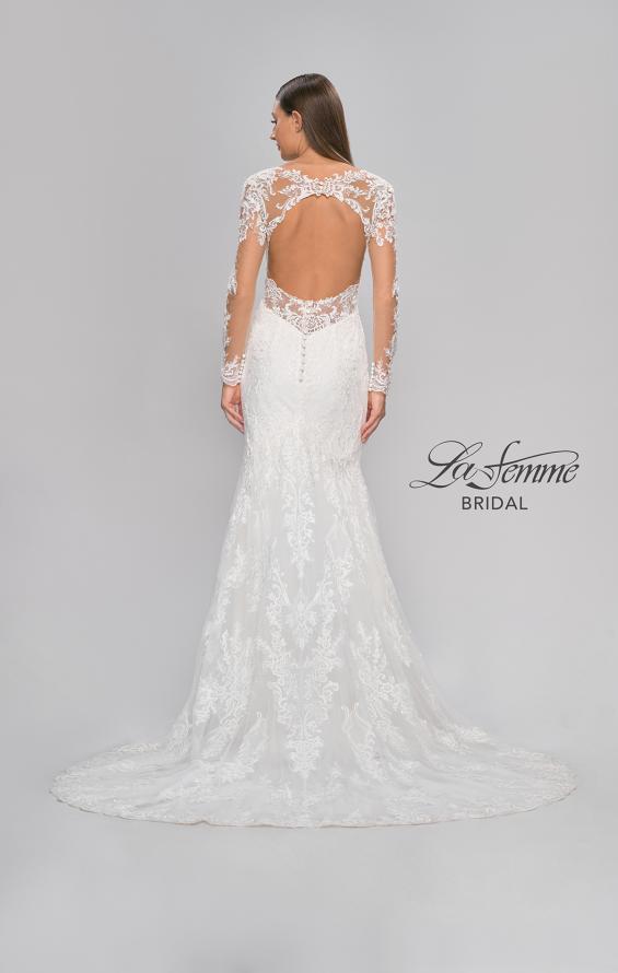 Picture of: Sheer Long Sleeve Trumpet Gown with Deep V in III, Style: B1042, Detail Picture 6