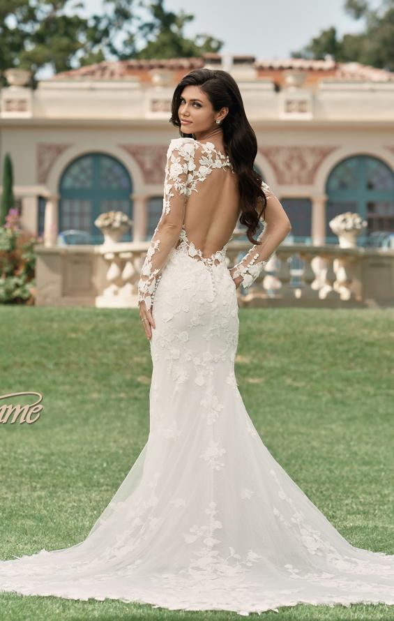 Picture of: Trumpet Style Wedding Dress with Stunning Clover Shape Train and Sleeves in III, Style: B1299, Detail Picture 6, Landscape